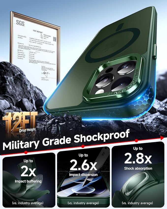LeYi for iPhone-12-Pro-Max Case Green:[ Screen Protector X2+ Camera Lens Cover X2] Compatible with Magsafe i Phone 12Pro Promax Magnetic Fundas para iohone 12 Pro Max Protective Women Men, Green - Image 5