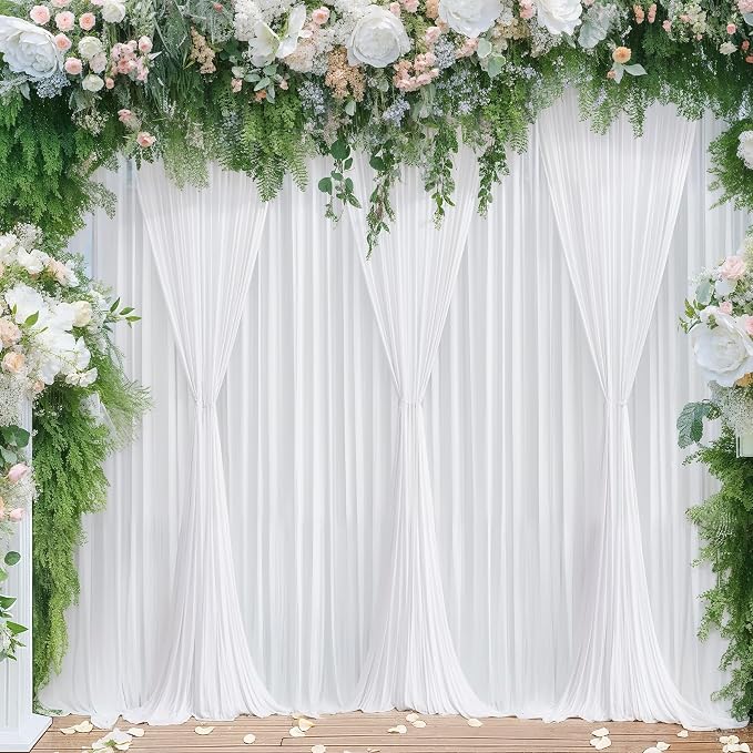 White Backdrop Curtains 8 Panels, 10 Feet Wrinkle-Free Polyester Photography Backdrop Drapes for Wedding Baby Shower Party Background Backdrop Stand- 32 X10FT (White) - Image 6