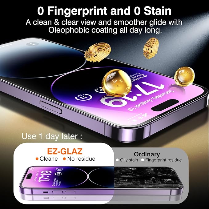EZ-GLAZ-4+2 Pack for iPhone 14 Pro Privacy Screen Protector (6.1") | 2-Pack Lens Protectors, Alignment Kit, Easy Installation, 9H+ Tempered Glass, Scratch Resistant, 28° Privacy Protection - Image 8