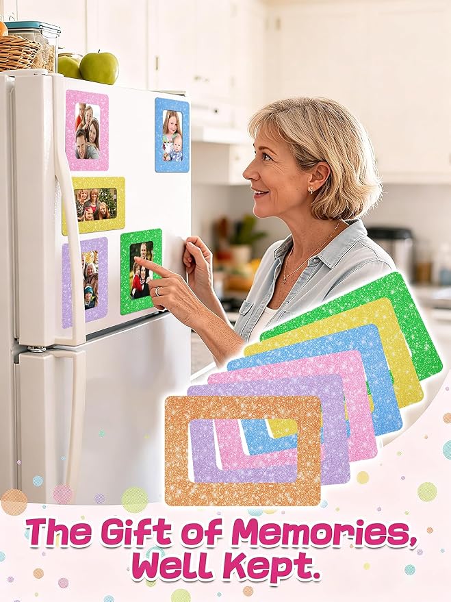 12Pcs Magnetic Picture Frames for 4"x6" Photo, Locker Accessories for Girls | 6 Colors, Cute Back to School Gifts, Classroom Decorations Supplies, Refrigerator Decor, White Dots - Image 7