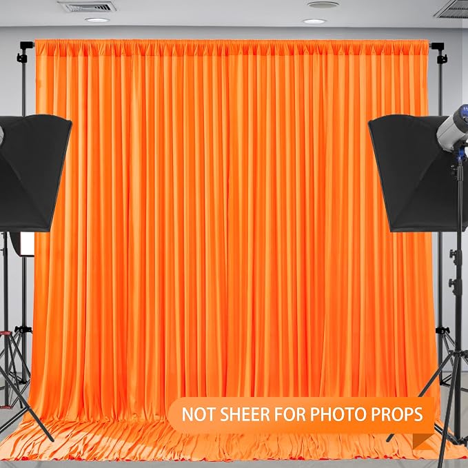 Orange Backdrop Curtains - 6 Panel Wrinkle-Free Polyester Photography Drapes for Baby Shower & Birthday Party - 24 X 10FT - Image 4