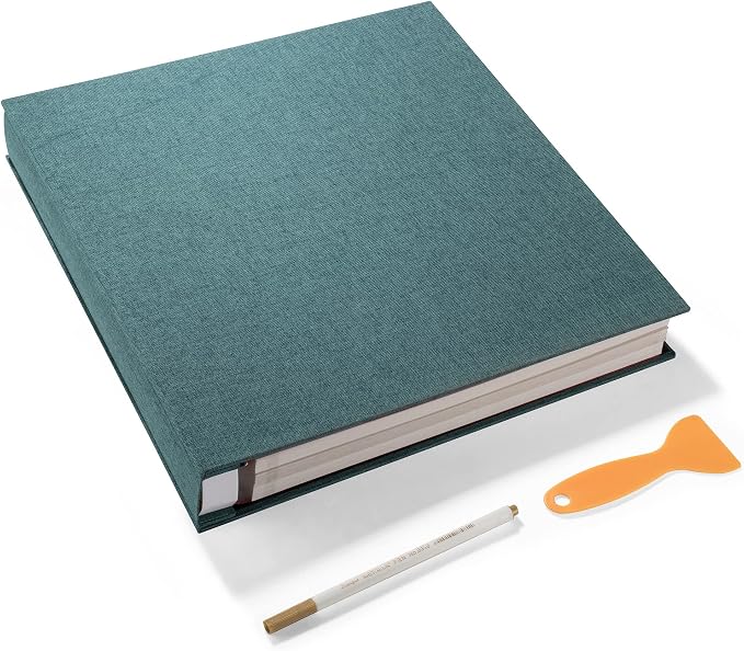 Large Photo Album Self Adhesive 4x6 5x7 3x5 8.5x11 Scrapbook Magnetic Album DIY Scrap Book Length 13 x Width 12.8 (Inches) 120 Sticky Pages Linen Cover DIY Photo Album (Dark Green) by HoneyTolly