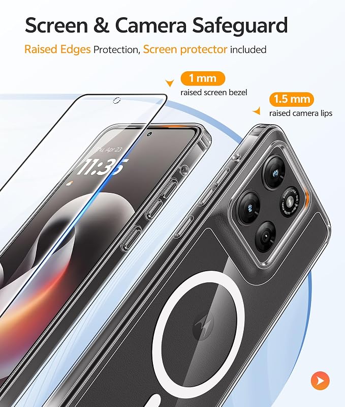 FNTCASE for Moto G Stylus 2026/2025 Case, Fit for Magsafe, Screen Protector | Anti Yellowing Magnetic Back, 14FT Military Grade Drop Protection, Shockproof Protective Phone Cover, Transparent - Image 4