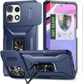 for Moto G Play 5G 2025 Case with Sliding Camera Lens Cover,HD Screen Protector,360° Rotating Ring Kickstand,AYMECL Military-Grade Shockproof Protective Cover for Motorola G Power 2025,Blue by AYMECL