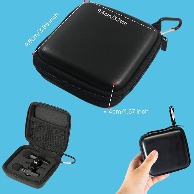 Hard Travel Carrying Mic Case Wireless Lavalier Microphone Case with 3 Slots for Wireless Lavalier Microphone Lapel Clip-on Mic - Image 6