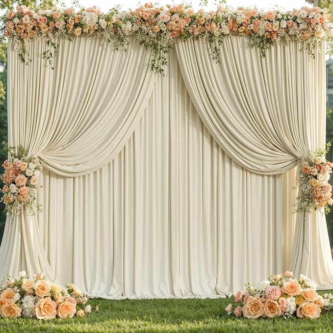 10x12 Backdrop Curtains for Wedding Party Wrinkle Free Beige Backdrops Curtain Drapes Fabric Decorations Photo Back Drop Cloth for Baby Shower Photography Stage Reception 5ft x 12ft,2 Panels - Image 8