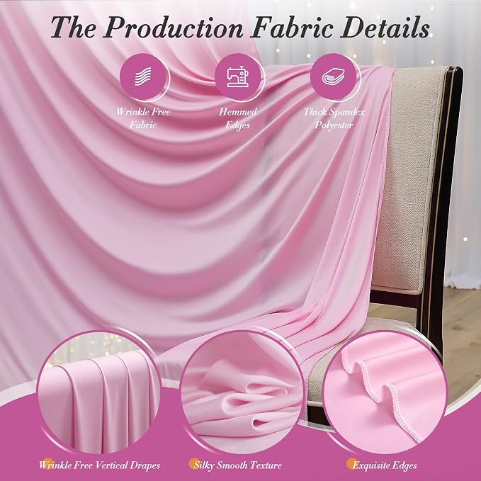 40 ft x 10 ft Wrinkle Free Baby Pink Backdrop Curtain for Parties, 8 Panels 5ftx10ft Polyester Photo Backdrop Drapes for Baby Shower Birthday Party Photography Wedding Backdrop Stand - Image 7