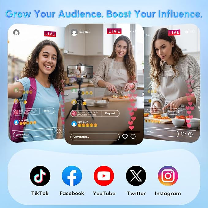 SYNCO Wireless AI Selfie Monitor Screen for iPhone 7-17 Series（Blue） | AI Gesture‑Controlled Phone, 3‑Mode Fill Light, Wireless & Wired Switch Freely, 4.02″Larger Display for TikTop, Youtube - Image 8