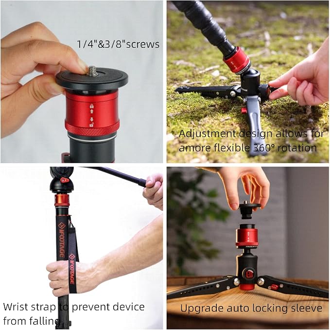 IFOOTAGE Cobra 3 A180T,Camera Monopod with Tripod Base,Aluminum Professional Video Monopod,Suitable for SLR Cameras and Camcorders(71") - Image 4