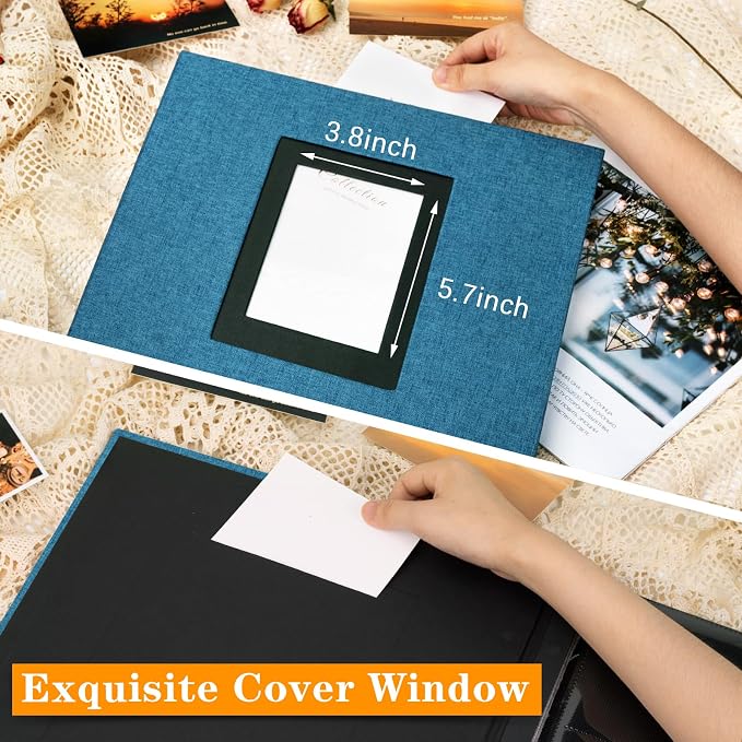 Photo Album 4x6 600 Photos Linen Large Capacity Fabric Cover Books Albums Wedding School Family Anniversary Baby Memory Engagement Travel Albums(Blue, 600 Pockets) (Pack of 2) - Image 3