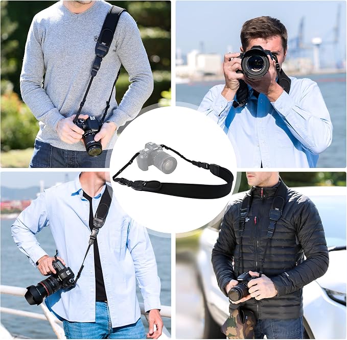 JJC DSLR Camera Neck Strap, Neoprene Strap for Canon Nikon Sony w/Pockets | Shoulder Strap with Quick Release, Adjustable, for Canon Rebel T7 EOS R50 R6 R5 5D 6D Nikon D850 D7500 D5600 D3500 - Image 6