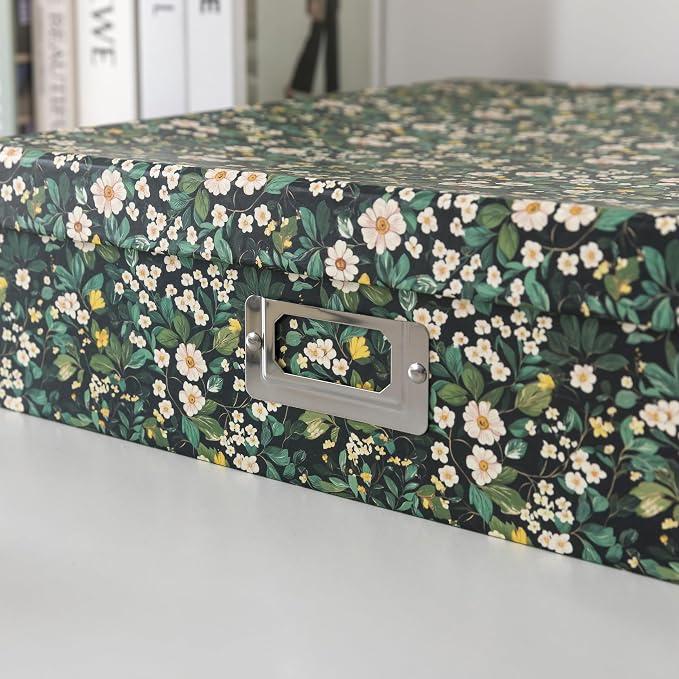 Soul & Lane - Floral Photo Storage Box, 14.8 x 13 x 3.7 In, Forest Blossom | Large Scrapbook Keepsake Memory Organizer with Lid, Decorative Cardboard Storage for Photos, Letters, Albums and Papers - Image 2
