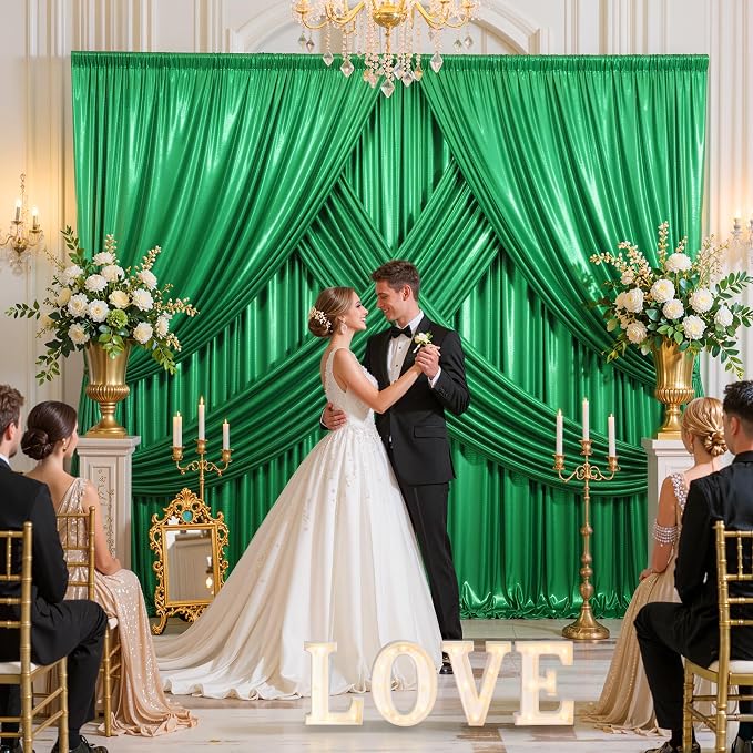 20x10ft Green Sequin Backdrop Curtains, Wrinkle Free Glitter Backdrop Drapes for Wedding Parties Photography Stage Decor, Non-Shedding 4 Panels Set (5x10ft Each) - Image 9