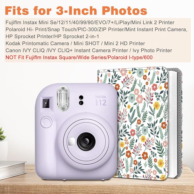 Fintie Instax Mini Photo Album for 2x3-Inch Film - 104 Pockets Small Albums for Fujifilm Instax Mini 12/11/99/40/7+/EVO/LiPlay/Link 3-2-1 Instant Camera/Polaroid Hi-Print Printer, Spring Bloom - Image 2