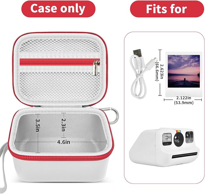 ANKHOH Case for Polaroid Go Gen 2/3, for Polaroid Go 9035/9071/9070 | PU shell with padded interior and removable wrist strap stores film, photos and cables, Case Only - Image 4
