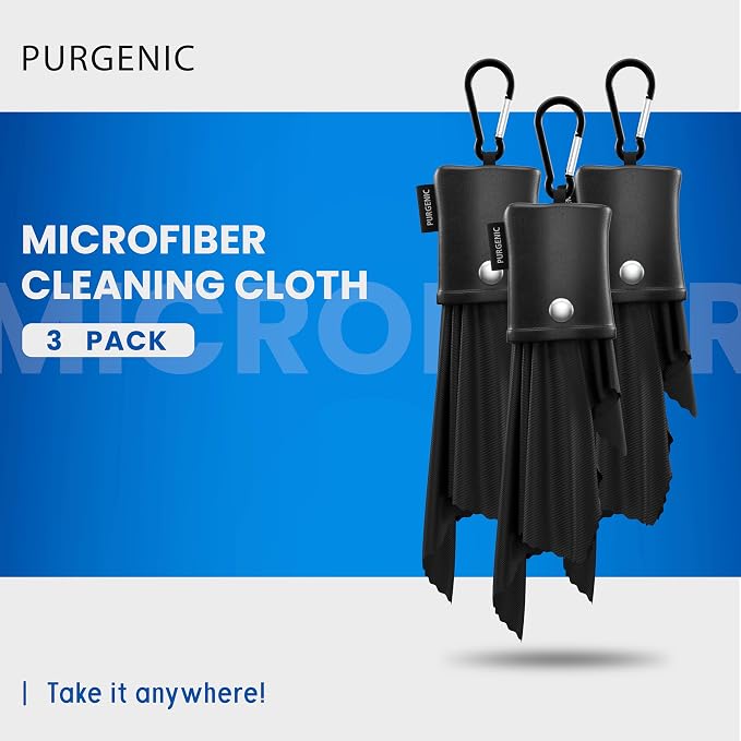 Microfiber Cloth & Glasses Wipes (3 Pack) Lens & Glasses Cleaning Cloth - Eyeglass Cleaner - Camera Lenses & Gadget Delicate Screens - Black - Image 2