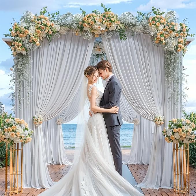 Tao-Ge 10x10 Silver Grey Backdrop Curtain for Parties Wedding Wrinkle Free Silver Grey Photo Curtains Backdrop Drapes Fabric Indoor and Outdoor Decoration for Birthday Party 5ft x 10ft,2 Panels - Image 8