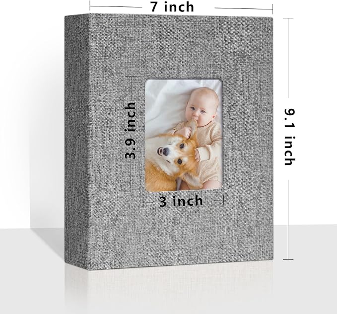 Vienrose 4x6 Small Photo Album, 2 Pack, 200 Photos, Grey | Linen Cover, Mini Photo Album, Baby Memory Book, Wedding Family Travel - Image 2
