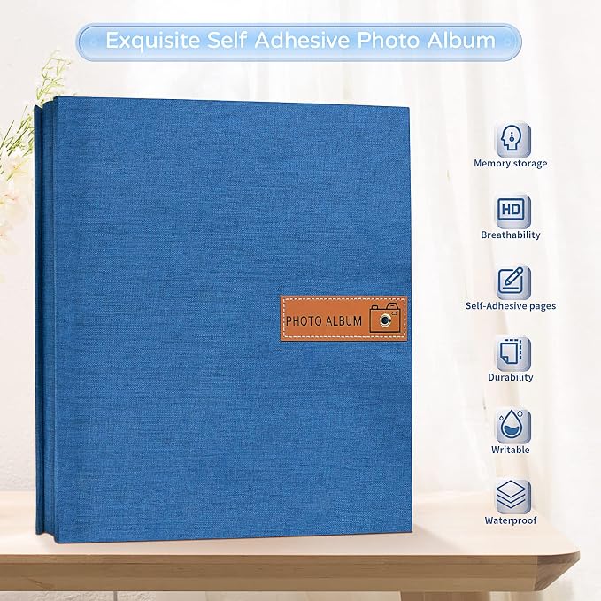 Popotop Large Photo Album Self Adhesive 4x6 5x7 8x10 Scrapbook Album DIY Picture Book,Gifts for Mom,Family Baby and Wedding,with Metal Pen and Plastic Board - Image 2