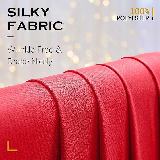 10x12 ft Red Backdrop Curtains for Weddings Parties, Birthdays and Photos | 2 Panels 5x12 ft, Wrinkle-Free Polyester Drapes, Washable, Ironable, 4 in Rod Pocket for Baby Showers Photography Background - Image 3