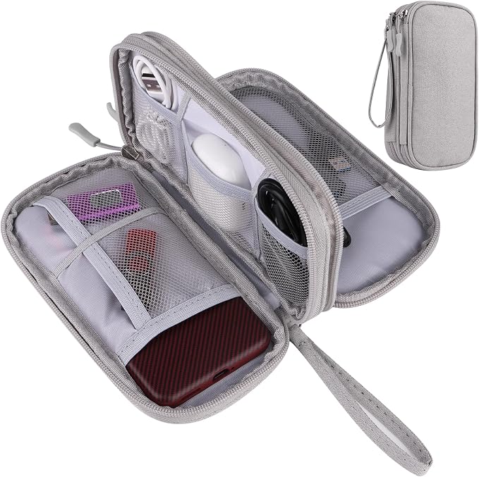 JIAKAI Travel Cable Organizer - Electronics Accessories Bag(Double Layer - Grey) by JIAKAI