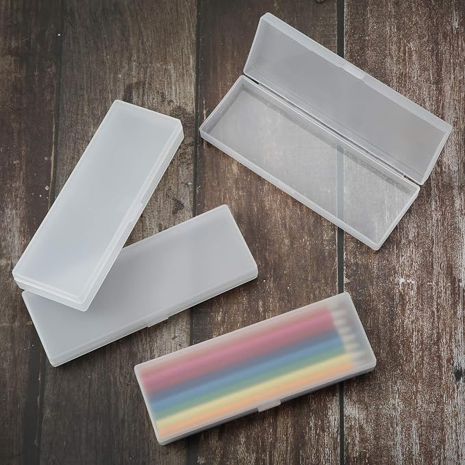 Chinco 4 Pieces Plastic Pencil Case Plastic Stationery Case with Hinged Lid and Snap Closure for Pencils, Pens, Drill Bits, Office Supplies (White) by Chinco