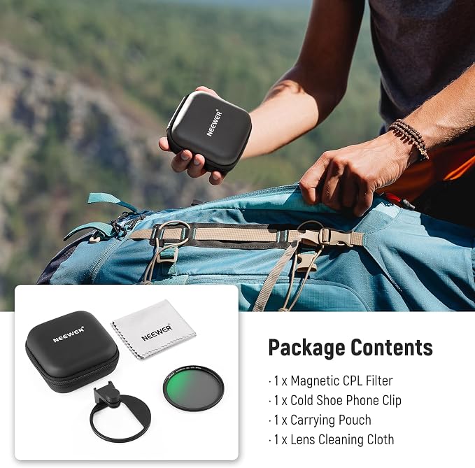 NEEWER 67mm Magnetic CPL Filter, Circular Polarizing Filter with Cold Shoe Phone Camera Lens Clip, Photography Accessories Compatible with iPhone 17 16 Android Samsung Galaxy S25 Ultra - Image 9