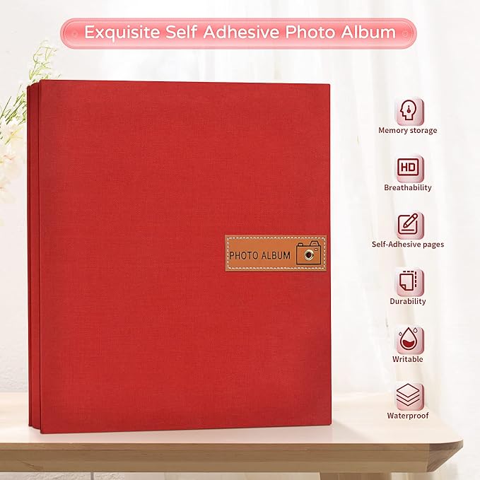 Popotop Large Photo Album Self Adhesive 4x6 5x7 8x10 Scrapbook Album DIY Picture Book,Gifts for Mom,Family Baby and Wedding,with Metal Pen and Plastic Board - Image 2