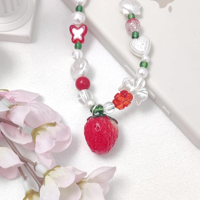 cioatu Phone Charms Cute Cherry Butterfly Cell Phone Lanyard Strap Wrist Strap for Bag Airpods Camera Pendants Decor - Image 6