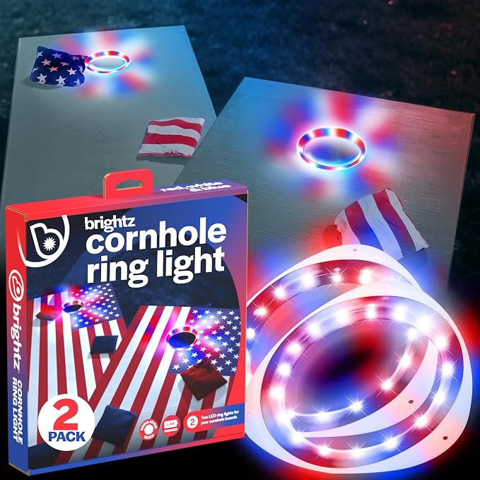 Brightz LED Cornhole Board Ring Lights, 2-Pack - 48-Hour Battery Life - Illuminate Your Game with Dazzling Glows and Ultimate Style for Non-Stop Evening Fun and Excitement (Includes Hole Lights Only) by Brightz