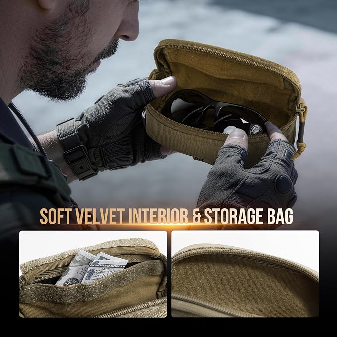 ONETIGRIS Hard Shell Sunglasses Case MOLLE Tactical Eyeglasses Pouch | Fits Most Regular Glasses, 1000D Nylon Glasses Case, Shockproof & Crush-Proof PP Liner, Inner Pocket, Two Way Zipper - Image 5
