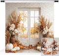 Kate Fall Photography Backdrops Autumn Harvest Pumpkin White Brick Wall Boho Theme Photography Props, 10x10ft by KateBackdropforPhotography