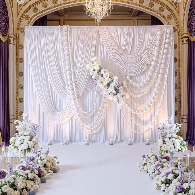 NSSONBEN 10x10 ft Wrinkle Free White Backdrop Curtains for Parties, Polyester Photo Backdrop Drapes 2 Panels 5x10ft for Wedding Birthday Party Photography Background Indoor Outdoor - Image 3
