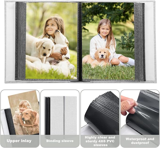 Photo Album 4x6 100 Pockets for Wedding Gifts,Linen Hardcover Picture Albums for Family Anniversary Baby Vacation Pictures - Image 6