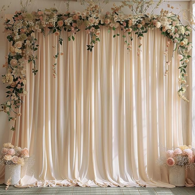 30x10ft Wrinkle Free Backdrop Curtain for Parties Soft Fabric Drapes Wedding Cream Curtain Backdrop for Birthday Party Decorations Background for Photography 5x10ft,6 Panels - Image 6