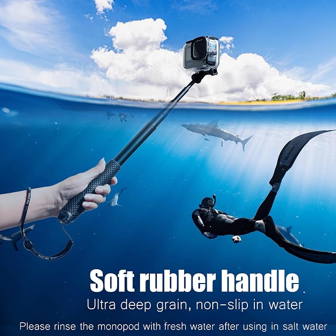 SOONSUN Waterproof Selfie Stick Long Extension Pole for GoPro Action Camera | 46in Underwater Telescoping Pole, Monopod & Hand Grip for GoPro Hero 13 12 11 10 9, Mission, MAX, Insta360 & DJI Osmo Action - Image 6