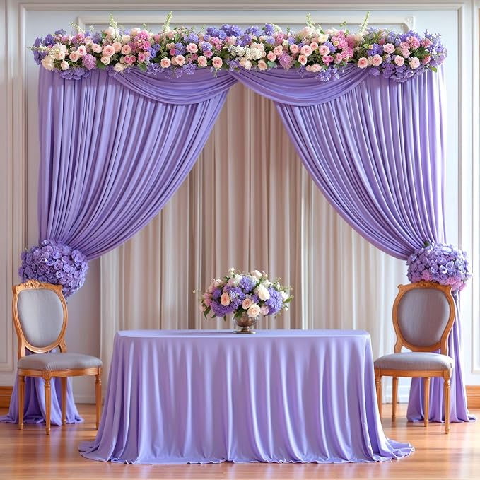 Lavender Backdrop Curtain 2 Panels-Wrinkle-Free Champagne Curtains Polyester Photography Drapes for Baby Shower Birthday Party Photo Background Backdrop Stand- 8 X10FT (Lavender) - Image 7