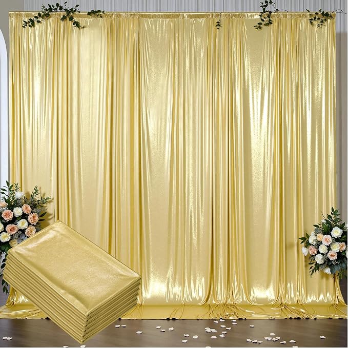 Outpain 30x10ft Gold Sequin Backdrop Curtains, Wrinkle Free Glitter Backdrop Drapes for Wedding Parties Photography Stage Decor, Non-Shedding 6 Panels Set (5x10ft Each) by Outpain