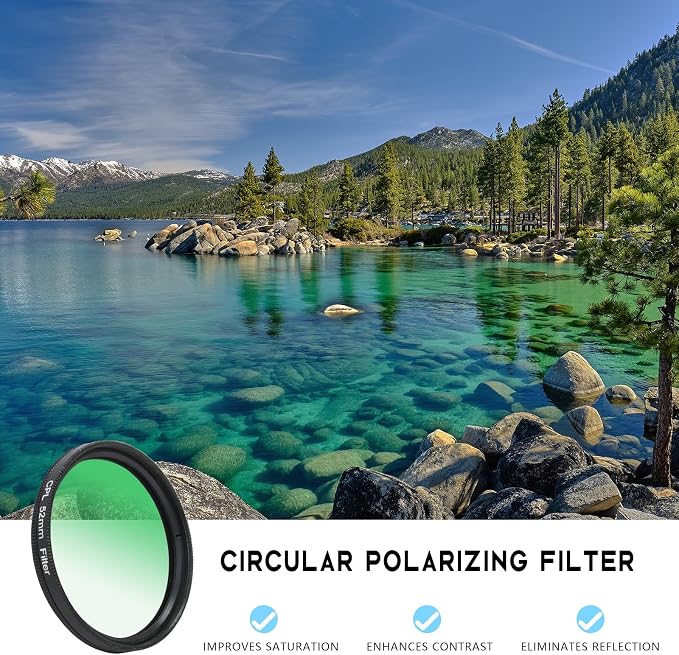 52MM CPL Filter - Clip-on Circular Polarizer Lens Filter, Ultra Slim Multi-Coated, Compatible with iPhone 15 14 13, Samsung, Google Pixel & Other Smart Phones - Image 2