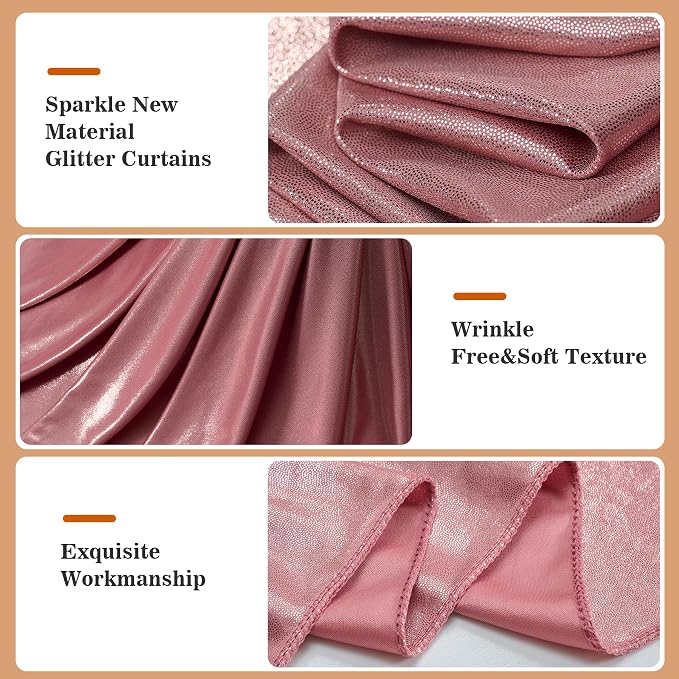 20x10ft Thick Rose Gold Glitter Backdrop Curtain Panels for Parties, Wrinkle Free Sequin Sparking Photo Backdrop Drapes, 4 Panels 5x10ft Shimmer Back Drop Cloth for Wedding Birthday Photography - Image 3
