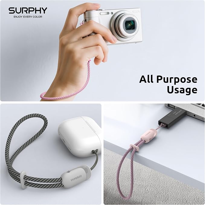 SURPHY 3 Pack Phone Wrist Strap, Phone Lanyard with Cellphone Tether Tab | Phone Strap Charm, Camera Wrist Strap with 2-Color Braided, Phone Wristlet, Wrist Lanyard for Case - Image 7