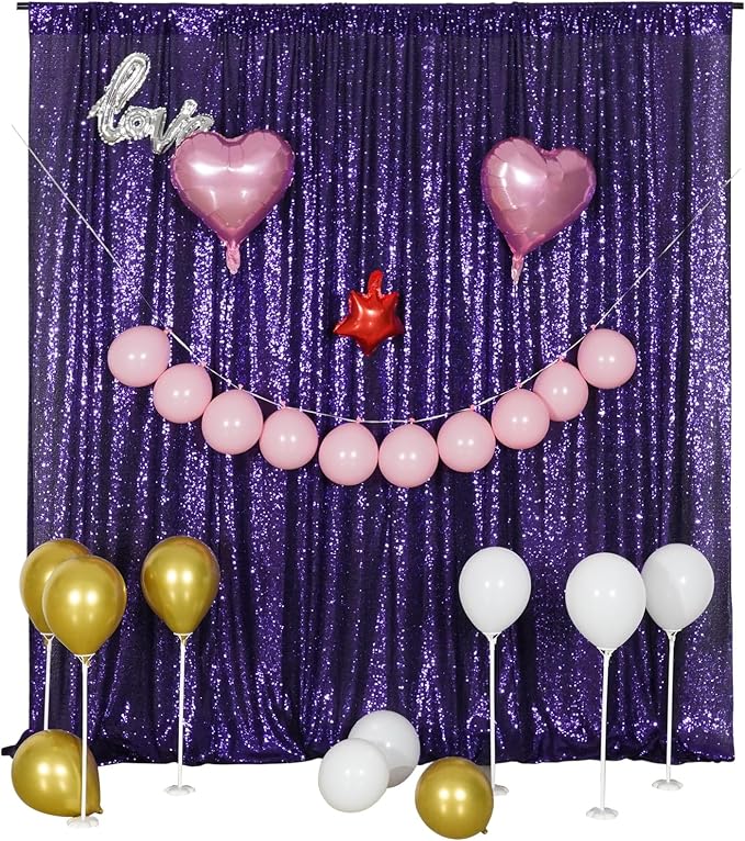 Poise3EHome Purple Sequin Backdrop,8FT x 10FT Sequin Photography Backdrop Curtain for Halloween Party Birthday Decoration - Image 5