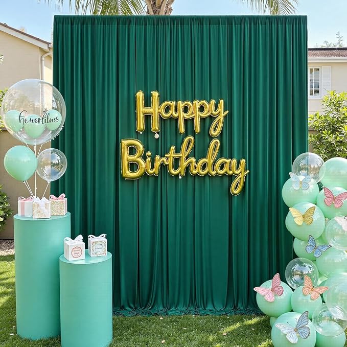 20x12 ft Forest Green Backdrop Curtains for Weddings, Birthdays and Photos | 4 Panels 5x12 ft, Wrinkle-Free Polyester Drapes, Washable, Ironable, 4 in Rod Pocket for Baby Showers Photography Background - Image 8