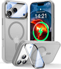 VOFATA [Upgraded Full Camera Protection] for iPhone 17 Pro Max Case with Camera Cover Stand [Fit for MagSafe][10FT Mil-Grade Protection] Translucent Magnetic iPhone 17 Pro Max Phone Case, Grey by VOFATA