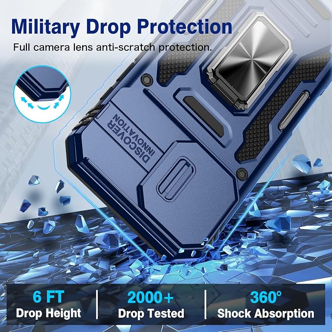VEGO for iPhone 17 Case with Privacy Screen Protector and Stand Blue | Slide Camera Cover & Ring Kickstand Military Grade Heavy Duty Protection Cover for iPhone 17 5G 6.3 Inch - Blue - Image 6