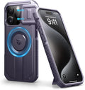 Dexnor for iPhone 15 Pro Case with Slide Camera Cover & Adjustable Kickstand, Compatible with MagSafe, Rugged Shockproof Bumper Cases Heavy-Duty Magnetic Protective Cover,6.1 inch,Phantom Purple by Dexnor