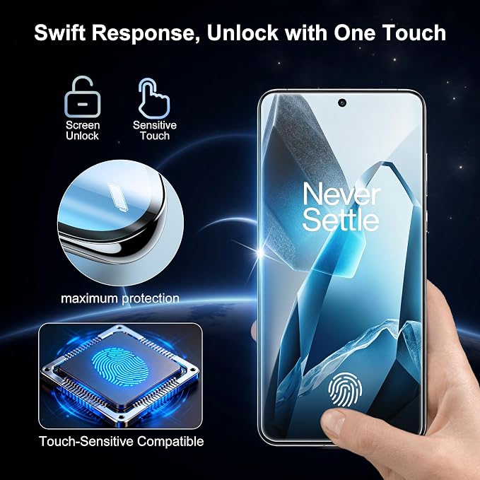 2+2 Pack for OnePlus 13 Screen Protector and Camera Protectors, Fingerprint Unlock, Anti-Scratch, Bubble-Free, Case Friendly, 9H Hardness Clear Glass Screen Protector for OnePlus 13 - Image 2