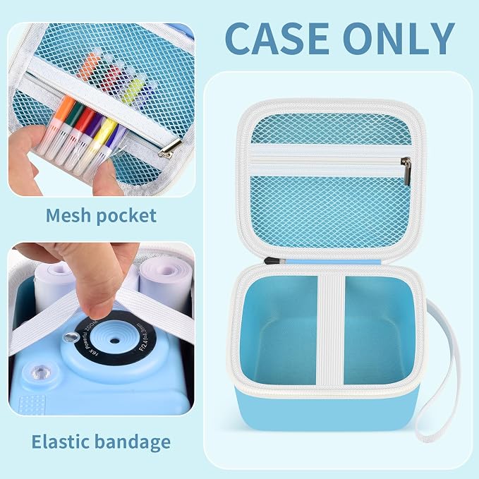 PAIYULE Kids Instant Print Camera Case for ESOXOFFORE for Dylanto | Hard Shell,Mesh Pocket,Wrist Strap,for Gofunly,for GREENKINDER,for DUDUDRAGON,for Zostuic,for Careenoah (Box Only)SkyBlue - Image 3