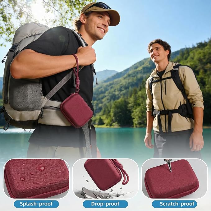 Digital Camera Case for CAMKORY/KODAK PIXPRO FZ45/FZ55/Canon IXUS 285 HS/AbergBest/Sony DSCW800/DSCW830 - Small Travel Compact Camera Holder with Mesh Pocket for SD Card & Accessories (Wine Red) - Image 6