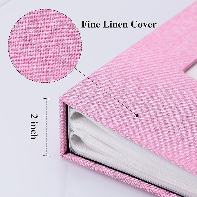 Vienrose 4x6 Photo Album,300 Pockets,Linen Cover with Window,Pink | Linen Hardcover, Slip In Photo Book, Family Memory Album, Travel Keepsake - Image 4